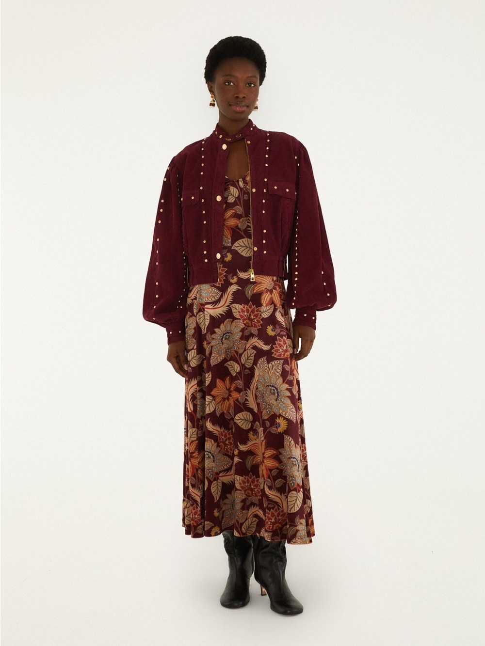 FARM RIO Studded Corduroy Velvet Jacket
